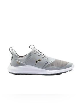 Puma Ignite Men's Light Gray and White Athletic Sneakers with Gold Logo